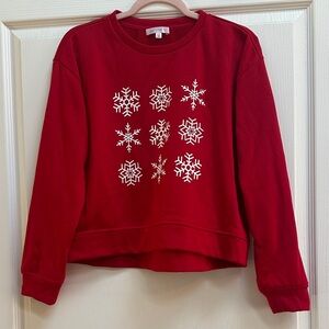 Festive Red Snowflake Crop Top